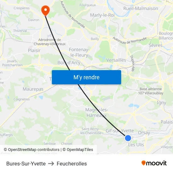 Bures-Sur-Yvette to Feucherolles map