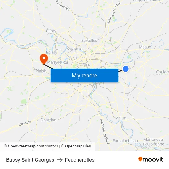 Bussy-Saint-Georges to Feucherolles map