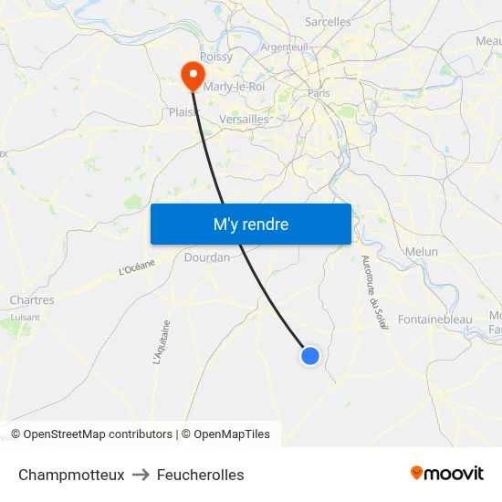 Champmotteux to Feucherolles map
