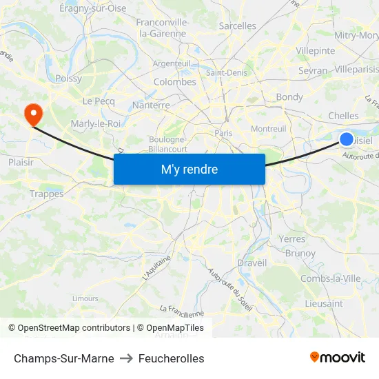 Champs-Sur-Marne to Feucherolles map