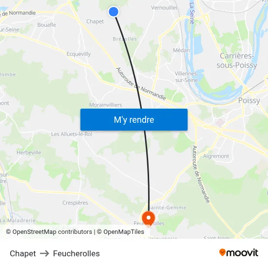 Chapet to Feucherolles map