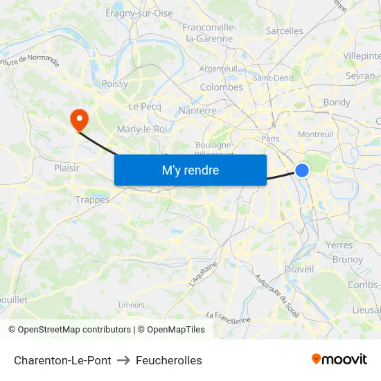 Charenton-Le-Pont to Feucherolles map
