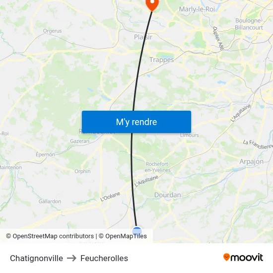 Chatignonville to Feucherolles map