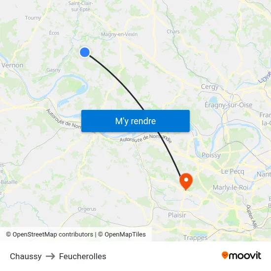 Chaussy to Feucherolles map