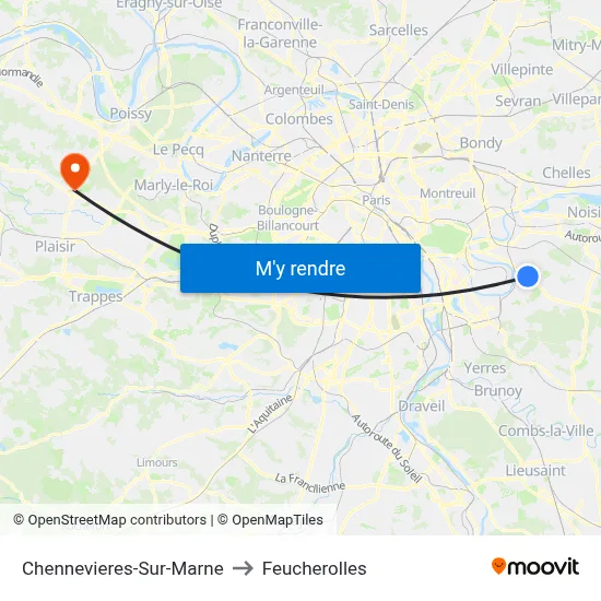 Chennevieres-Sur-Marne to Feucherolles map