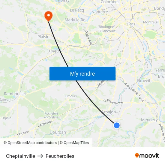 Cheptainville to Feucherolles map