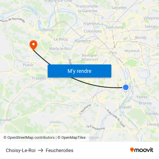 Choisy-Le-Roi to Feucherolles map