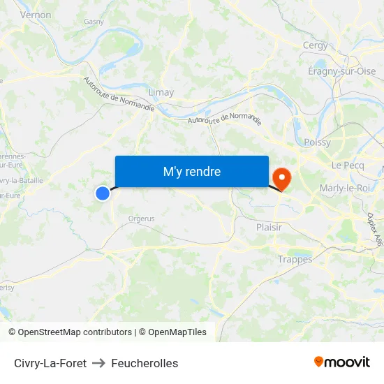 Civry-La-Foret to Feucherolles map