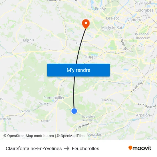 Clairefontaine-En-Yvelines to Feucherolles map