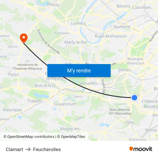 Clamart to Feucherolles map
