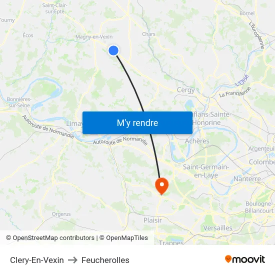 Clery-En-Vexin to Feucherolles map
