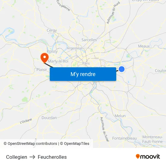 Collegien to Feucherolles map