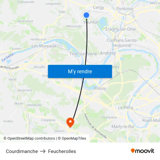 Courdimanche to Feucherolles map