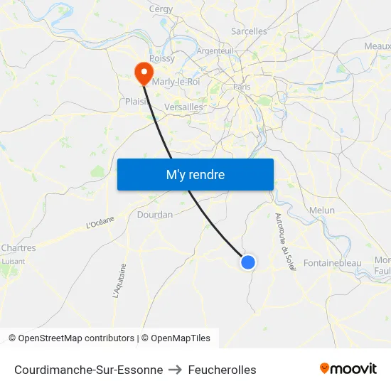 Courdimanche-Sur-Essonne to Feucherolles map