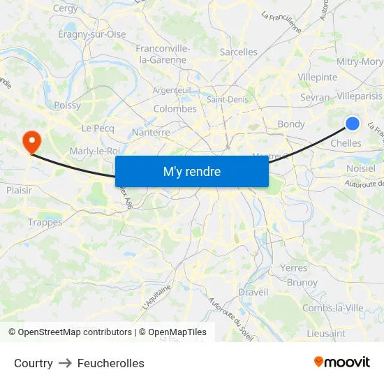Courtry to Feucherolles map