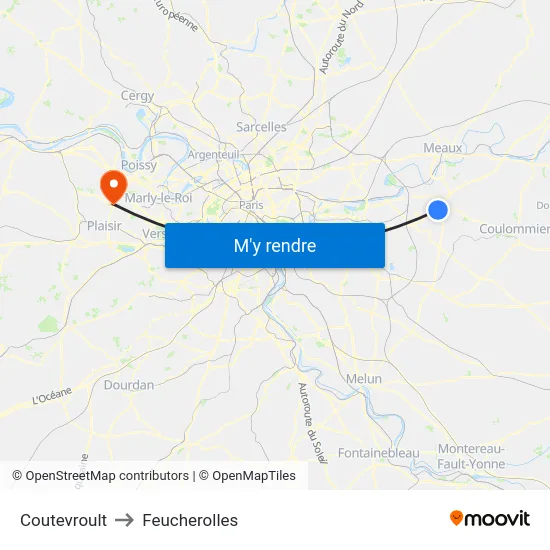 Coutevroult to Feucherolles map