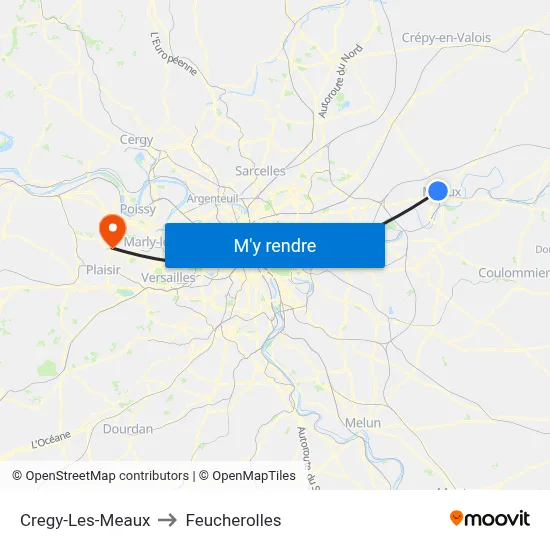 Cregy-Les-Meaux to Feucherolles map