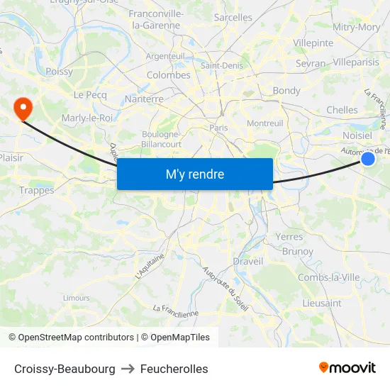 Croissy-Beaubourg to Feucherolles map