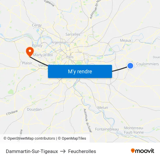 Dammartin-Sur-Tigeaux to Feucherolles map