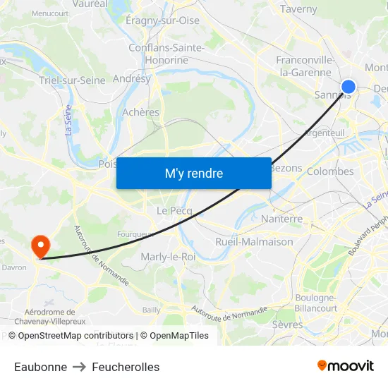 Eaubonne to Feucherolles map