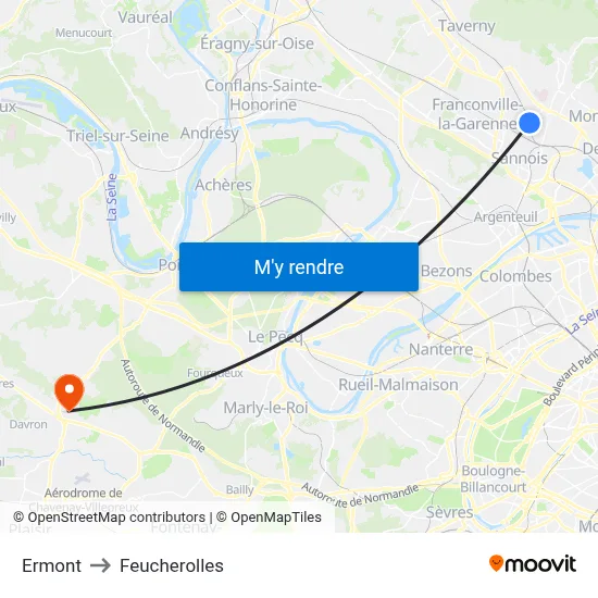 Ermont to Feucherolles map
