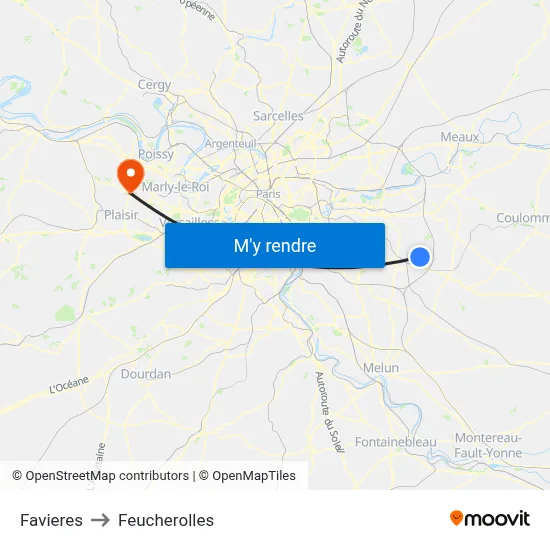Favieres to Feucherolles map