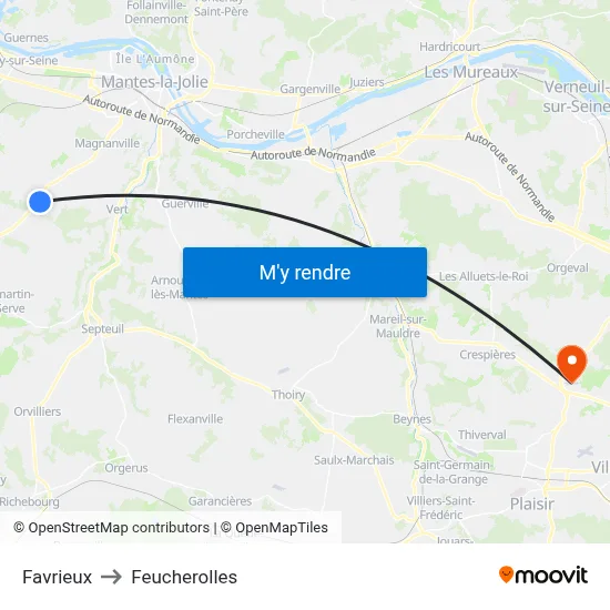 Favrieux to Feucherolles map