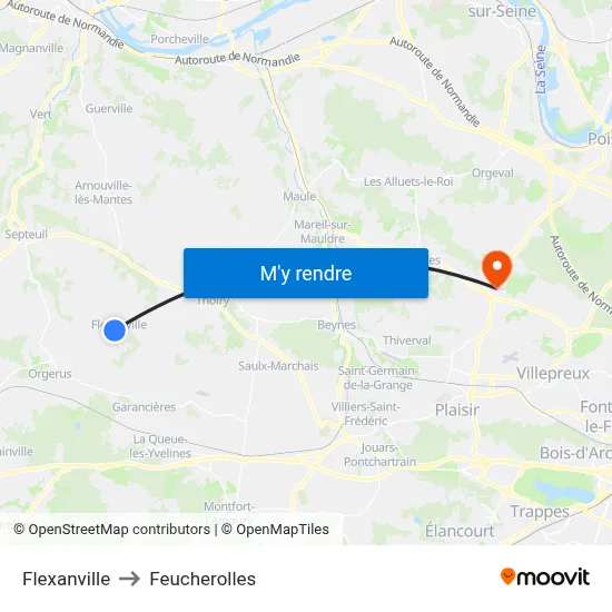 Flexanville to Feucherolles map