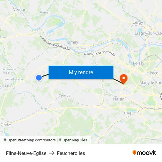 Flins-Neuve-Eglise to Feucherolles map