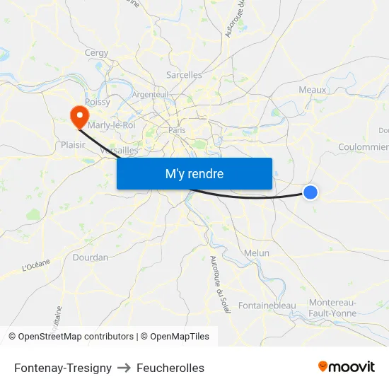 Fontenay-Tresigny to Feucherolles map