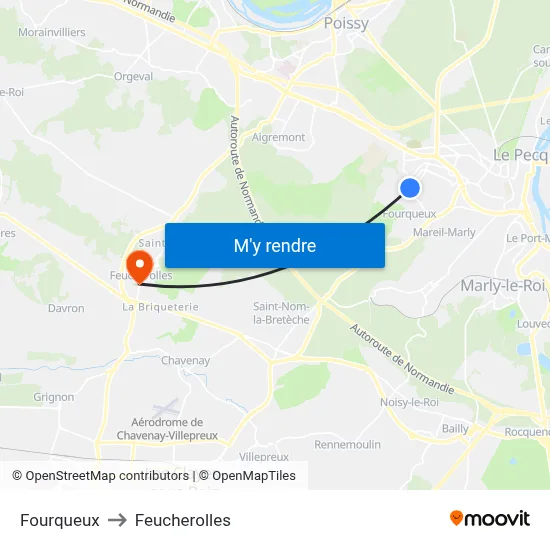 Fourqueux to Feucherolles map