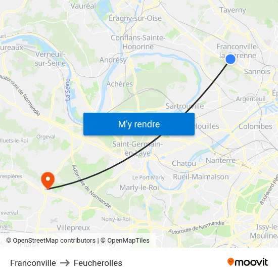 Franconville to Feucherolles map