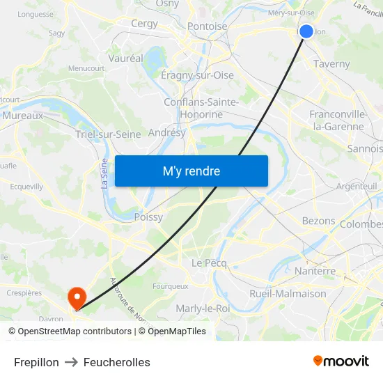 Frepillon to Feucherolles map