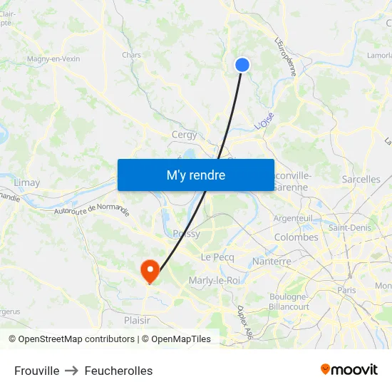 Frouville to Feucherolles map