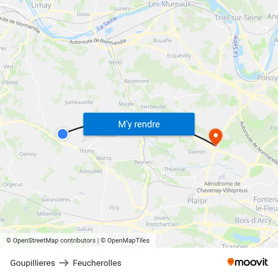 Goupillieres to Feucherolles map