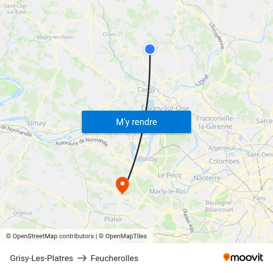 Grisy-Les-Platres to Feucherolles map