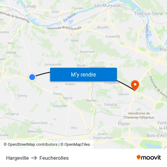 Hargeville to Feucherolles map
