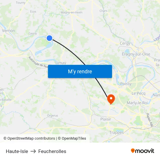Haute-Isle to Feucherolles map