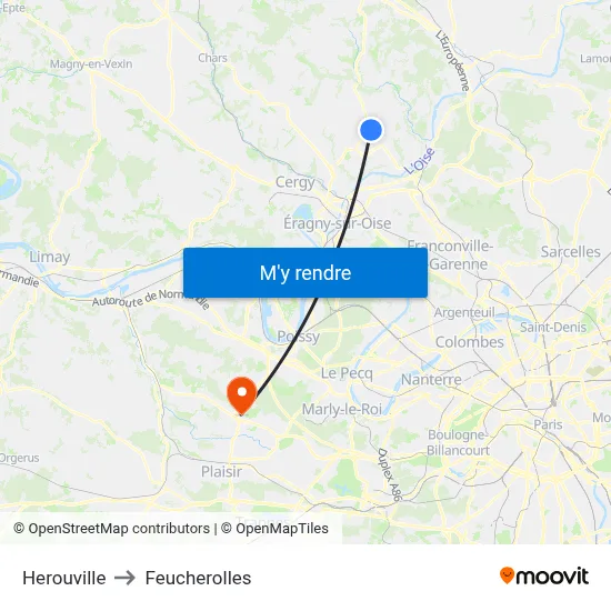 Herouville to Feucherolles map
