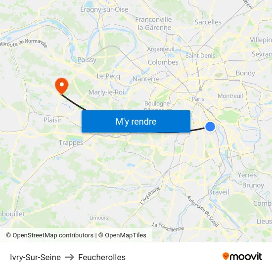 Ivry-Sur-Seine to Feucherolles map