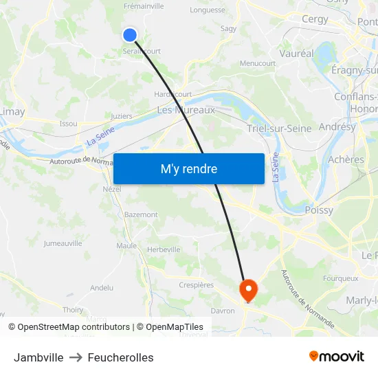 Jambville to Feucherolles map