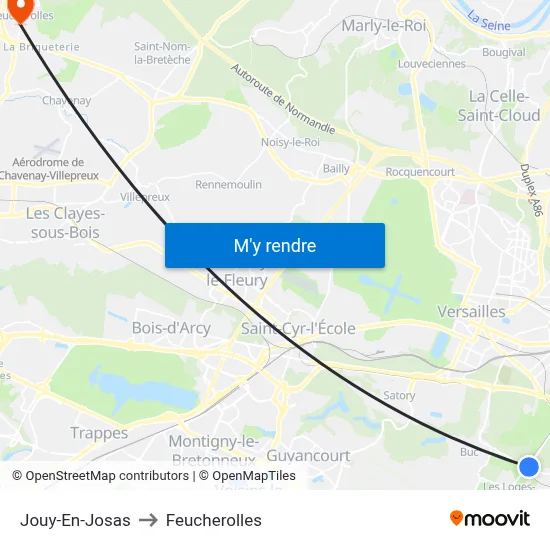 Jouy-En-Josas to Feucherolles map