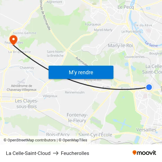 La Celle-Saint-Cloud to Feucherolles map