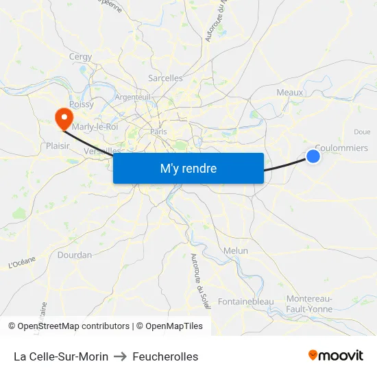 La Celle-Sur-Morin to Feucherolles map
