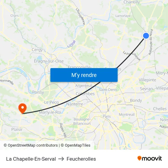 La Chapelle-En-Serval to Feucherolles map
