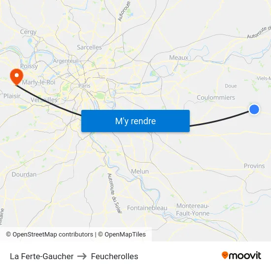 La Ferte-Gaucher to Feucherolles map