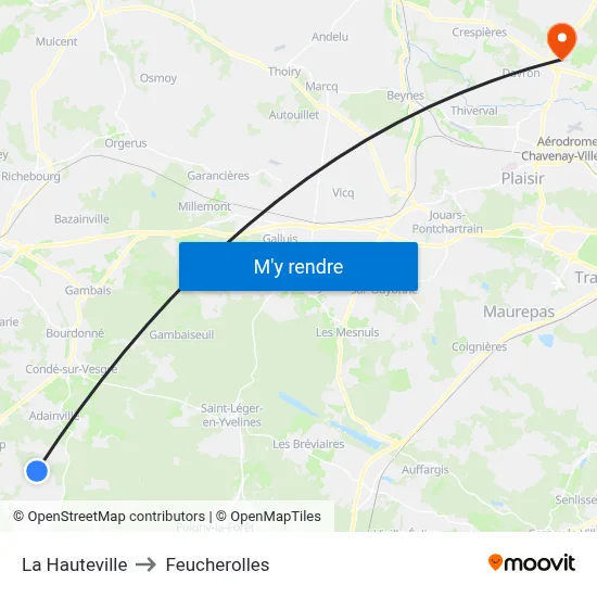 La Hauteville to Feucherolles map