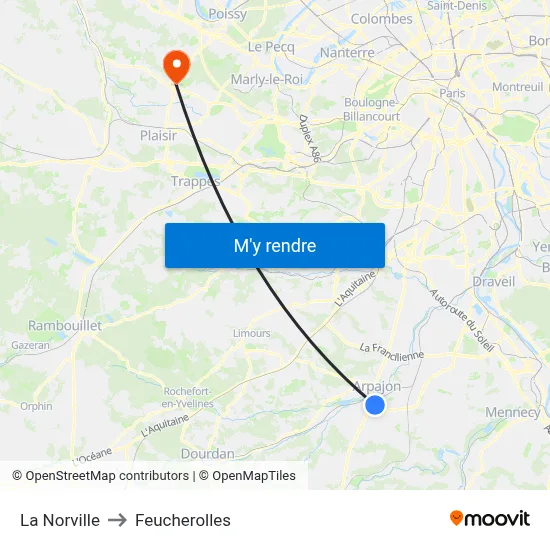 La Norville to Feucherolles map