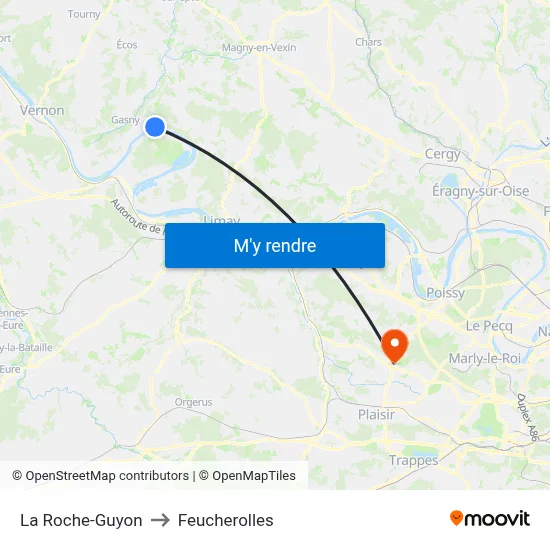 La Roche-Guyon to Feucherolles map