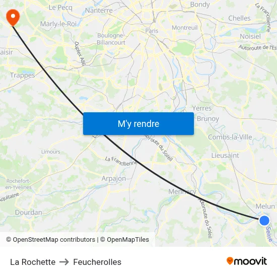 La Rochette to Feucherolles map